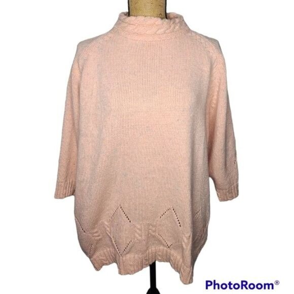 Vintage 80s Pastel Pink Knit Oversized Cozy Barbiecore Sweater XL - Picture 1 of 13